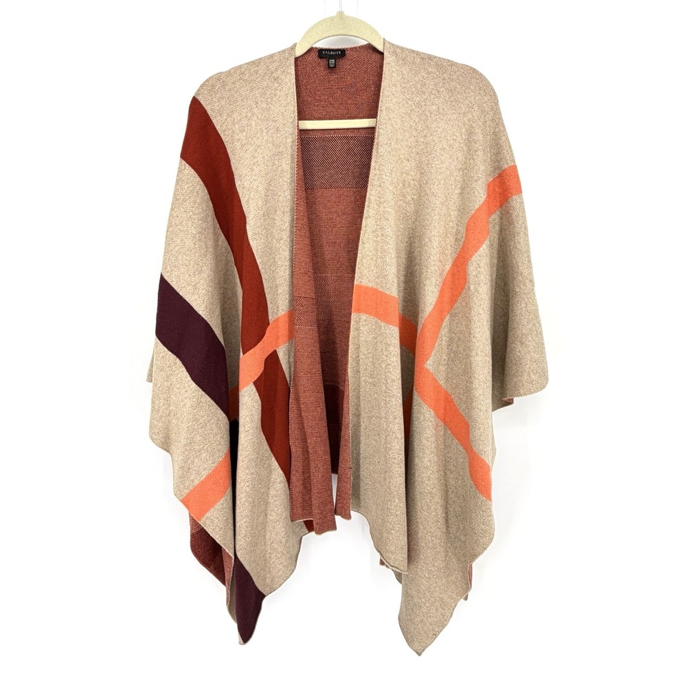 Talbots Ruana Wrap Poncho Cotton Blend Casual Layering ONE SIZE Lagenlook Autumn